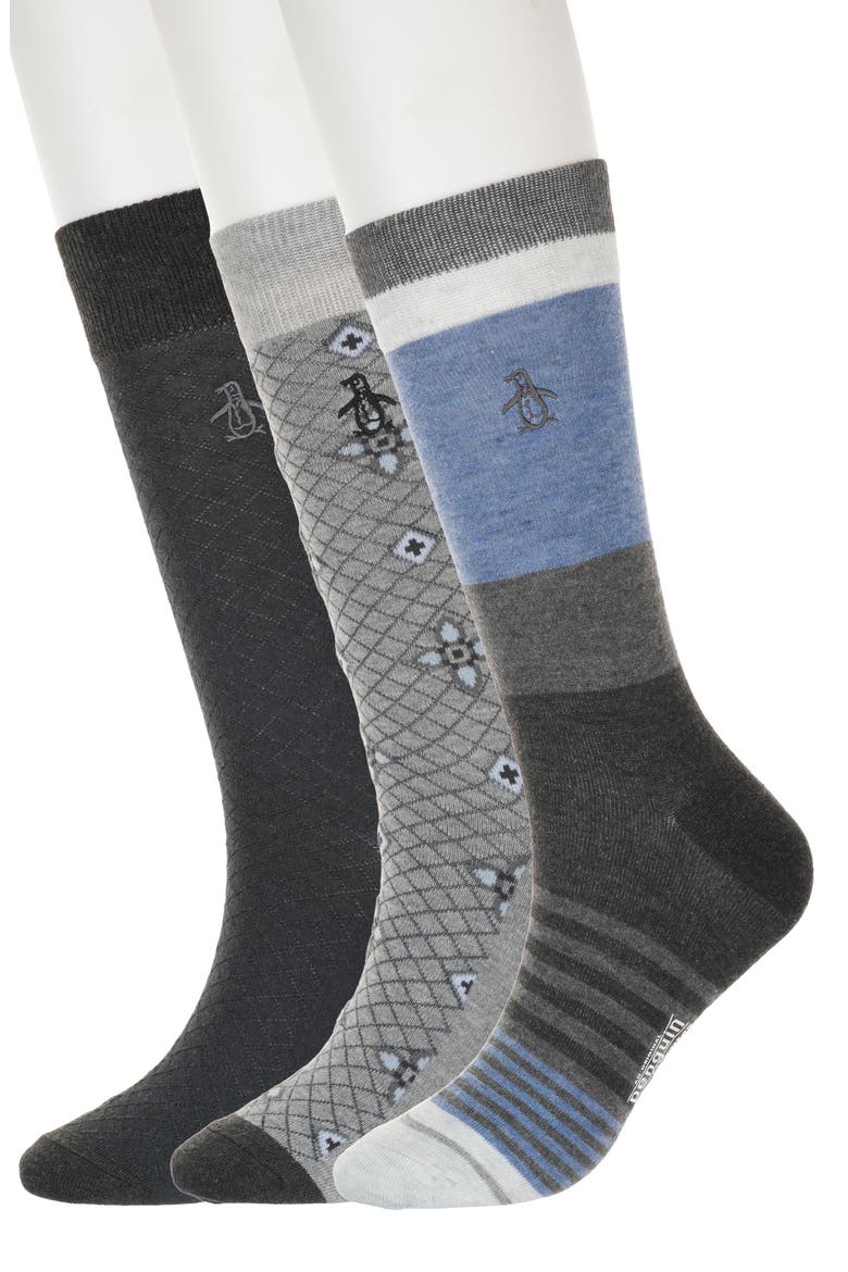 Kerwin Medallion Assorted 3-Pack Crew Socks, Main, color, GREY