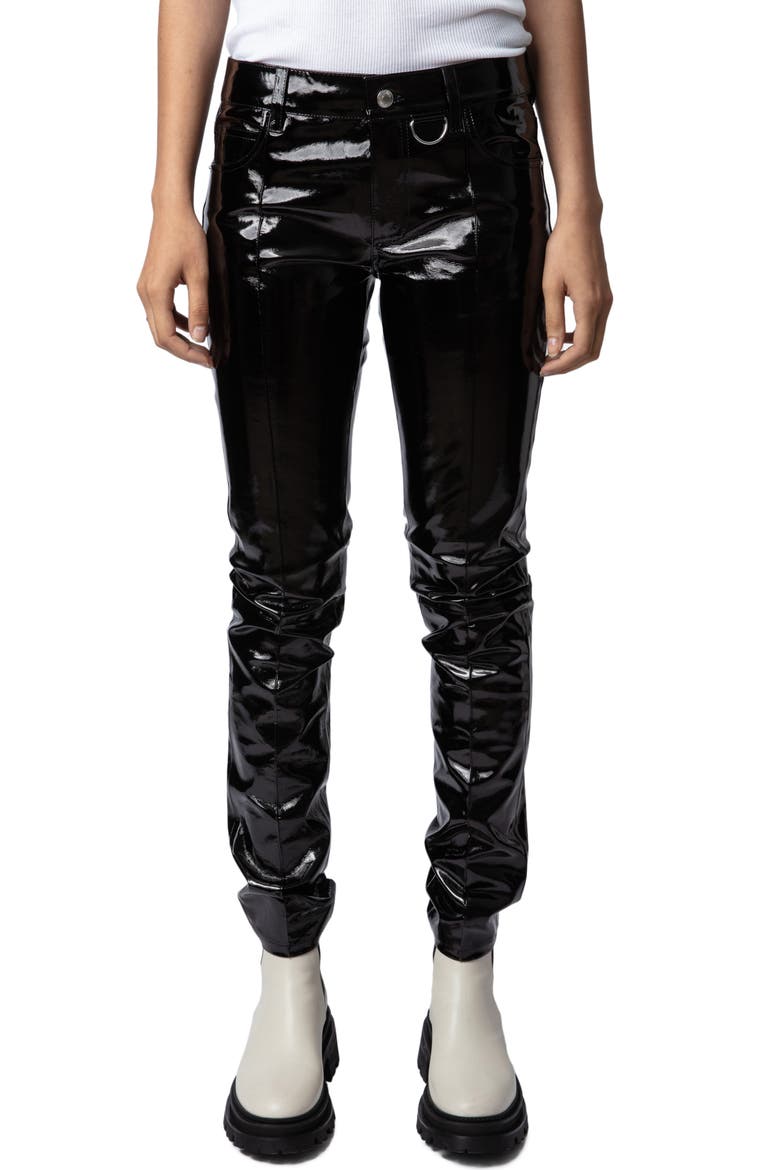 Peko Leather Pants, Main, color, NOIR