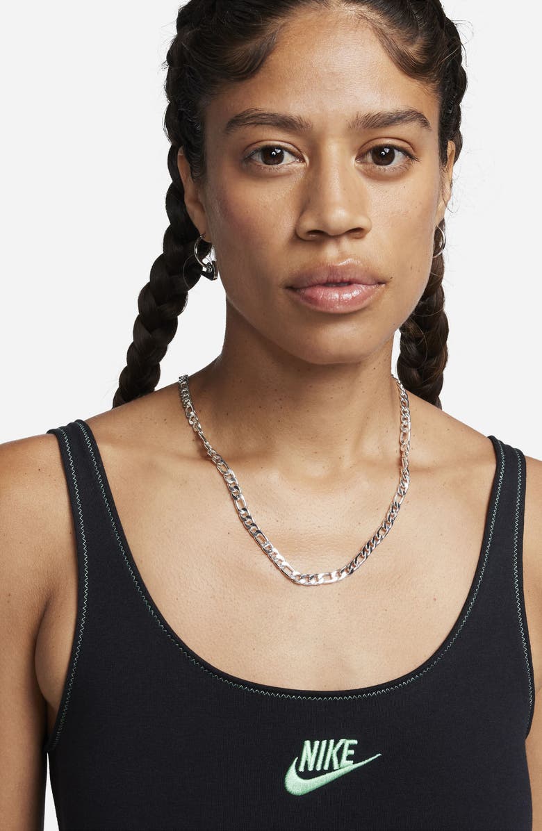 Nike Logo Embroidered Bodysuit, Alternate, color, Black