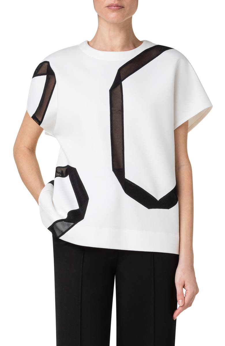 Akris punto Mesh Inlay Jersey T-Shirt, Main, color, 