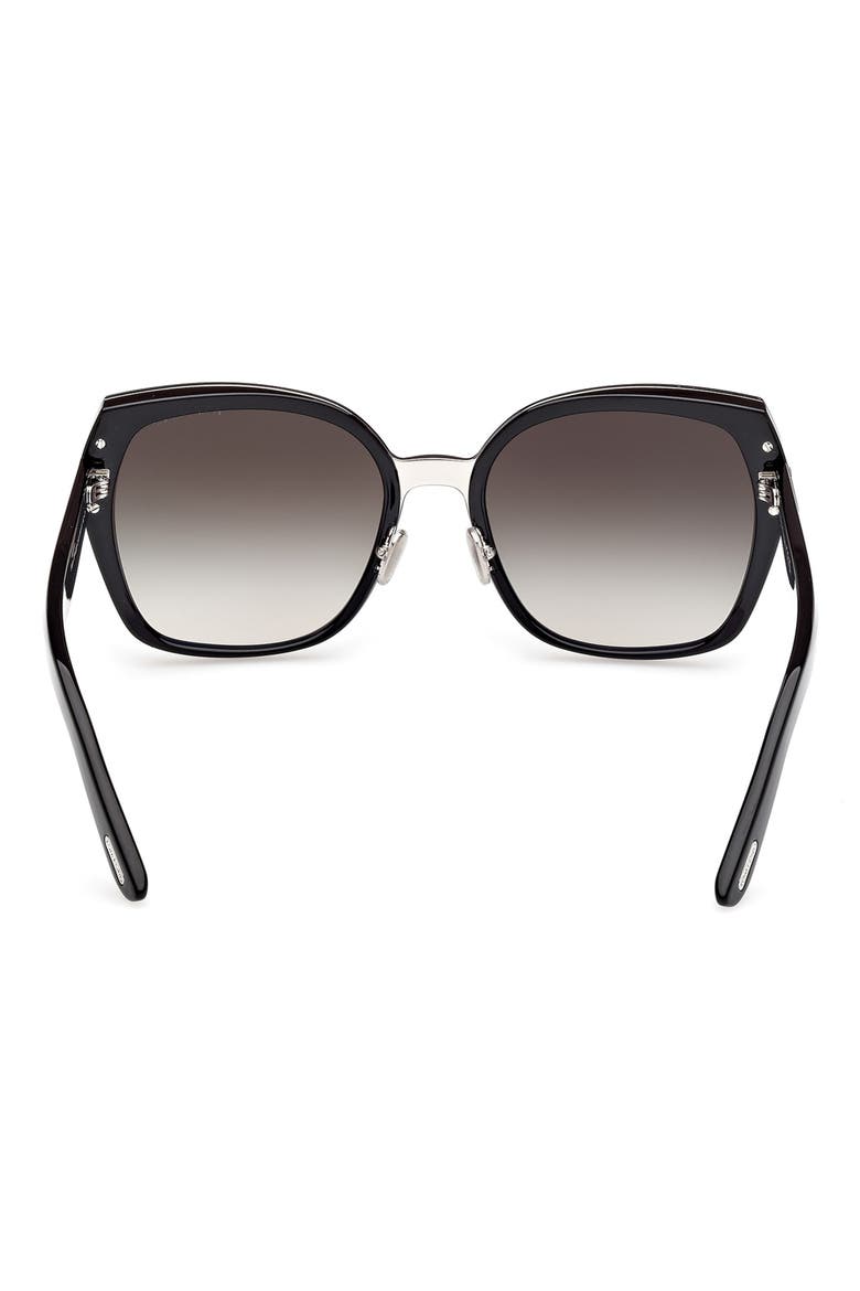 Plum 58mm Gradient Butterfly Sunglasses, Alternate, color, SHINY BLACK / SMOKE LENSES