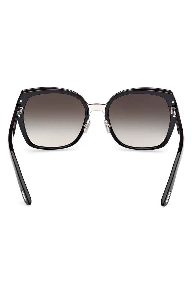 TOM FORD Plum 58mm Gradient Butterfly Sunglasses, Alternate, color, Shiny Black / Smoke Lenses
