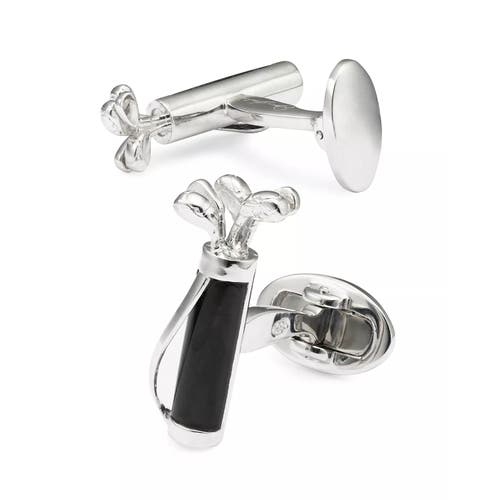 Jan Leslie Golf Bag And Clubs Gemstone Sterling Cufflinks In Black