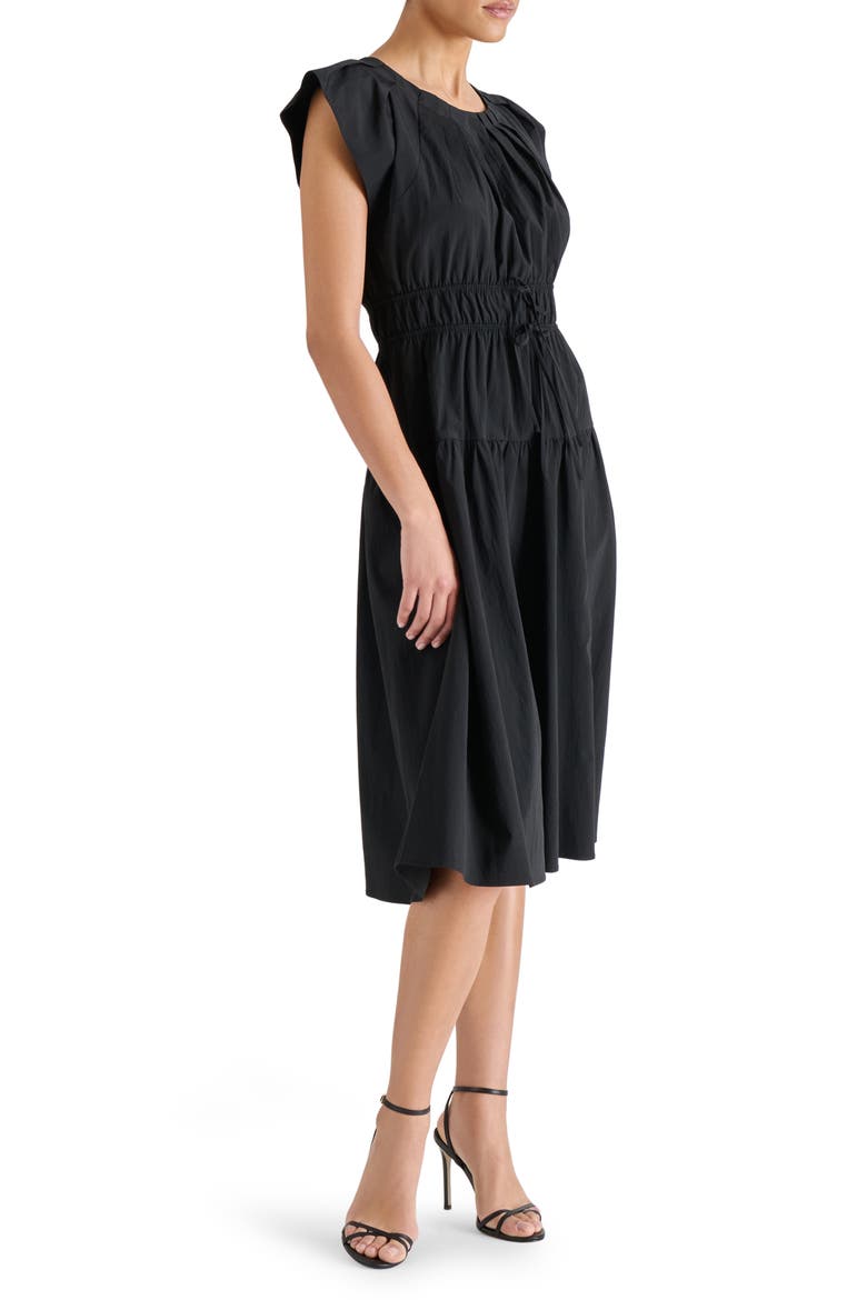 Archie Bow Ruched Dress, Alternate, color, BLACK