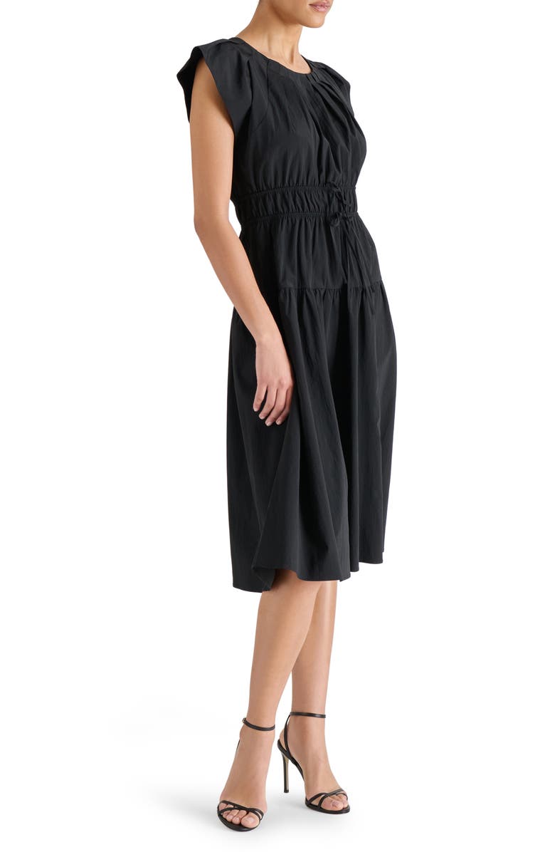 Steve Madden Archie Bow Ruched Dress, Alternate, color, Black