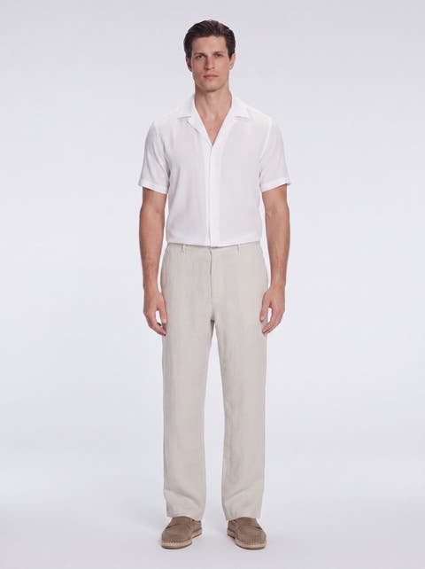 Adrian Linen Straight-Leg Pants