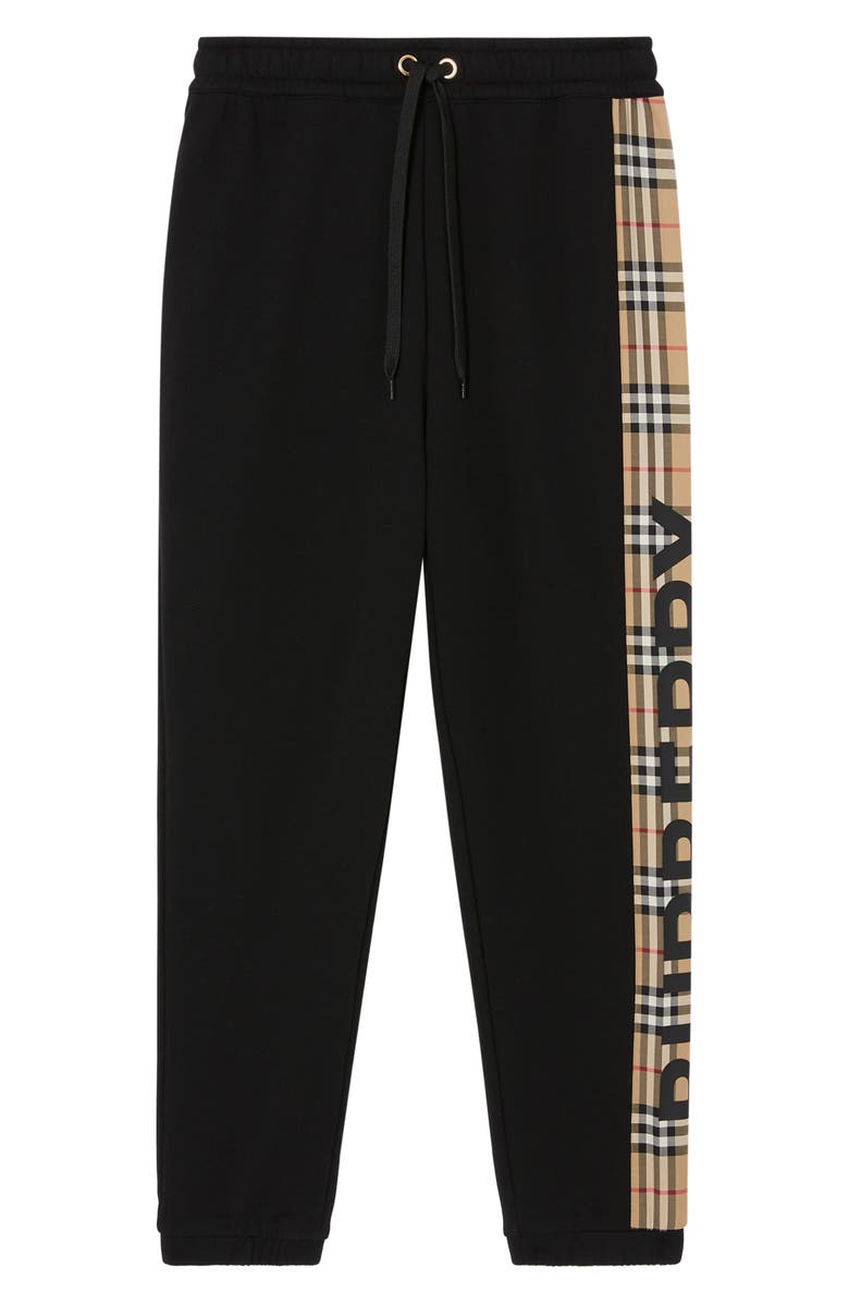Burberry Raine Vintage Check Panel Cotton Track Pants, Alternate, color, 
