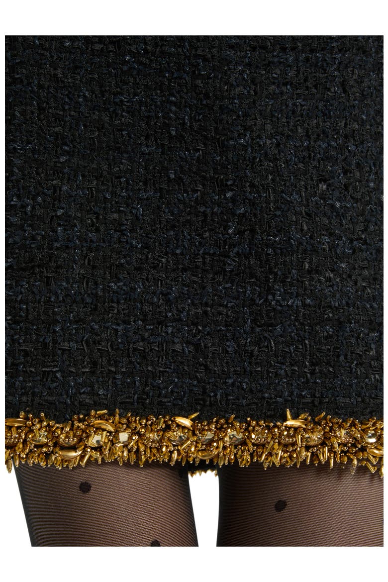 Short Tweed Skirt with Embroidered Trim, Alternate, color, black