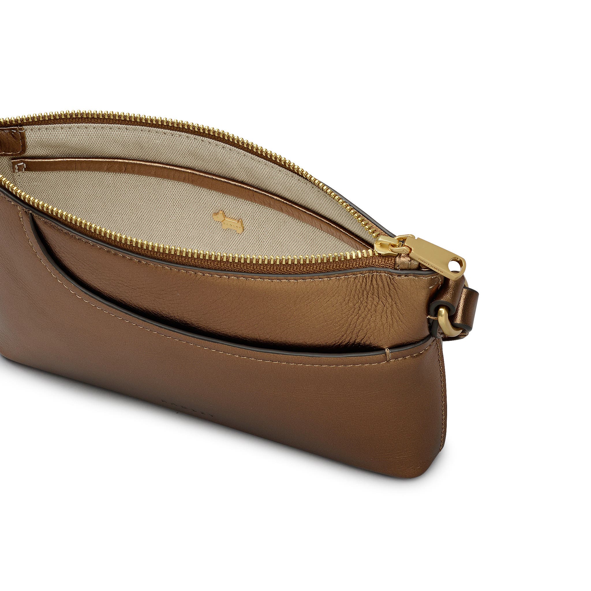 Radley Pockets - Metallic Mini Ziptop Shoulder Bag, Alternate, color, Olive Gold