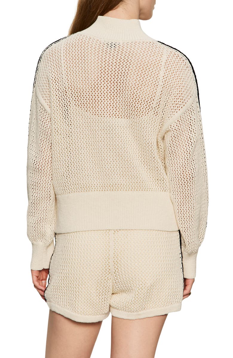 Sanctuary Open Stitch Track Jacket, Alternate, color, Collagen White/ Black