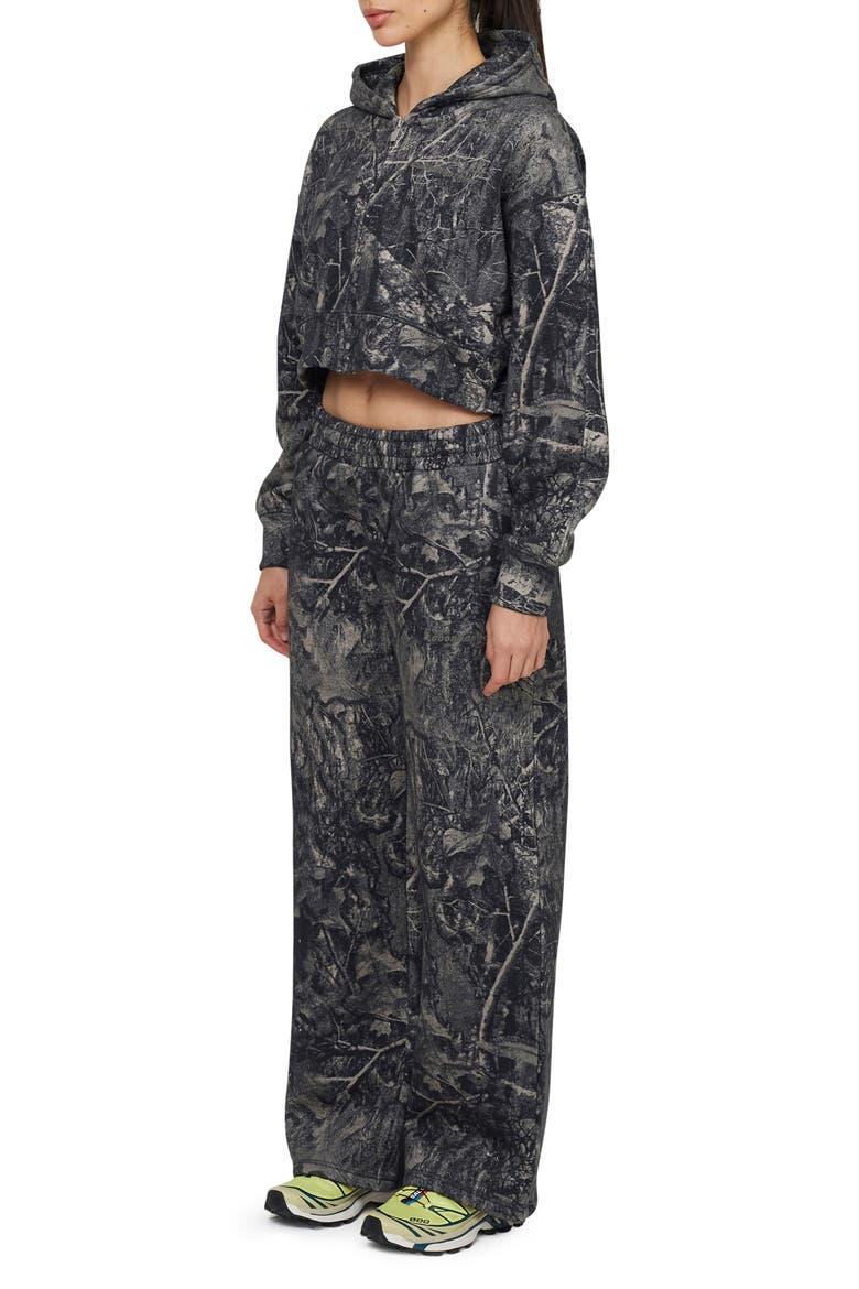 Woodland Blackout Camo Crop Zip Hoodie, Alternate, color, Camo