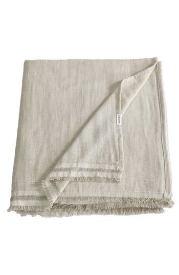 Calvin Klein Fine Weave Linen & Cotton Blend Throw Blanket In Neutral