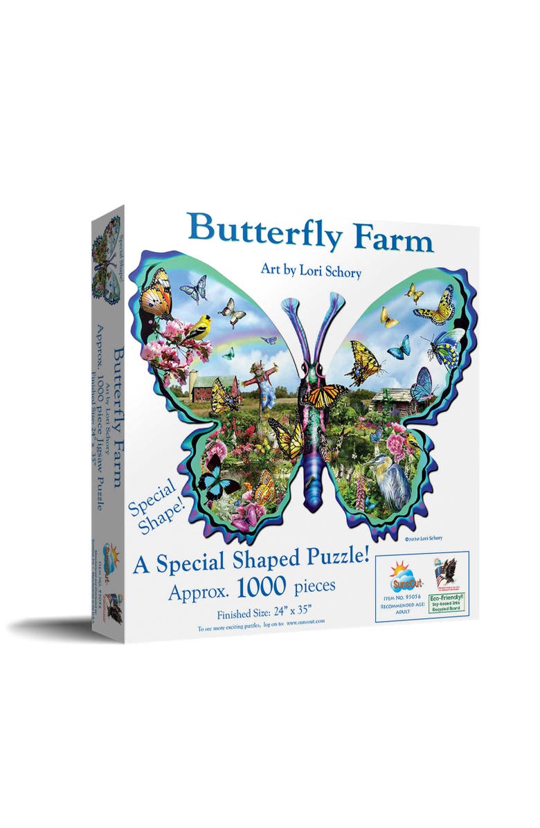 Sunsout Butterfly Farm 1000 piece Jigsaw Puzzle for Adults Special Shape, Main, color, Multicolor