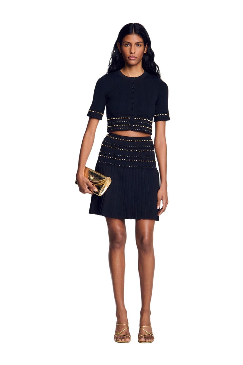 Cropped cardigan with tassels, Alternate, color, Black