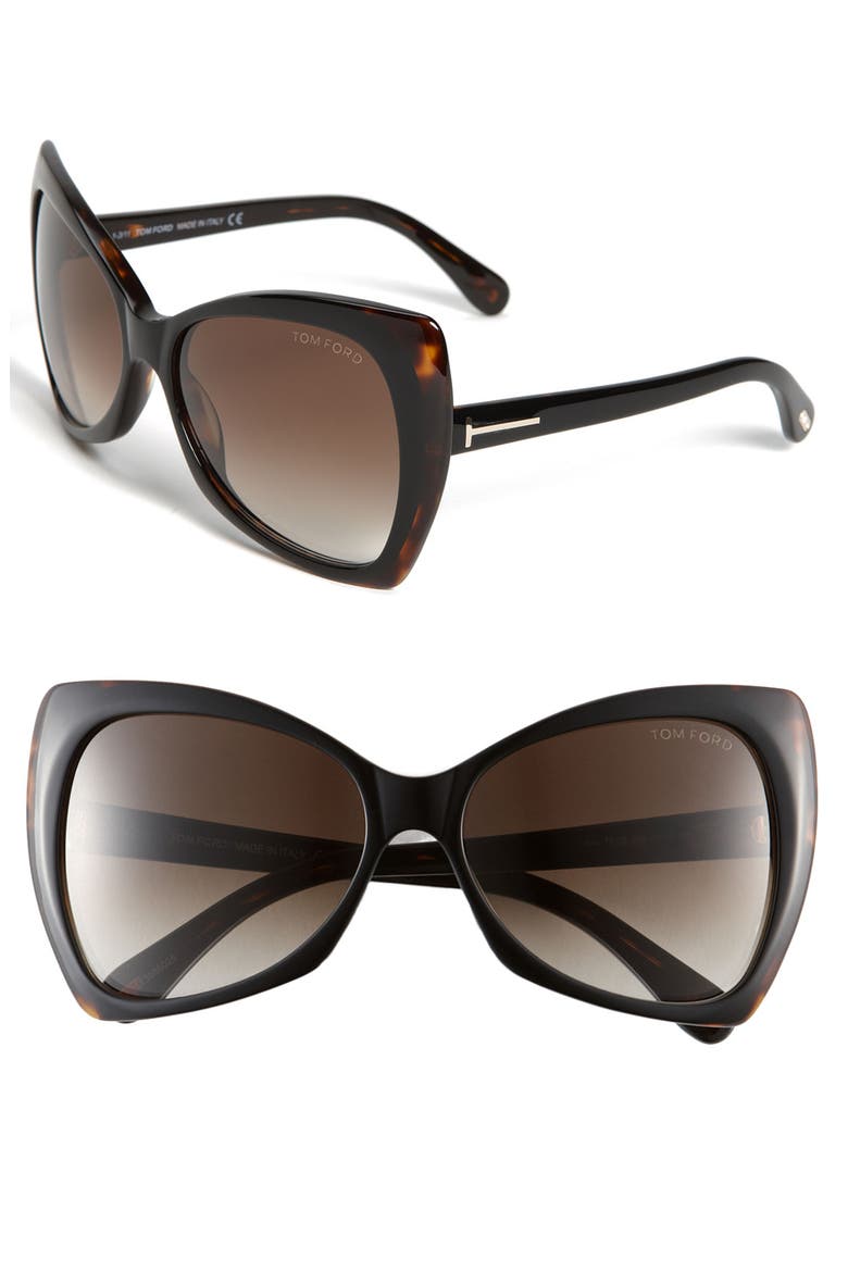 'Nico' Retro Inspired Frame Sunglasses, Main, color, BLACK/ GRADIENT BROWN