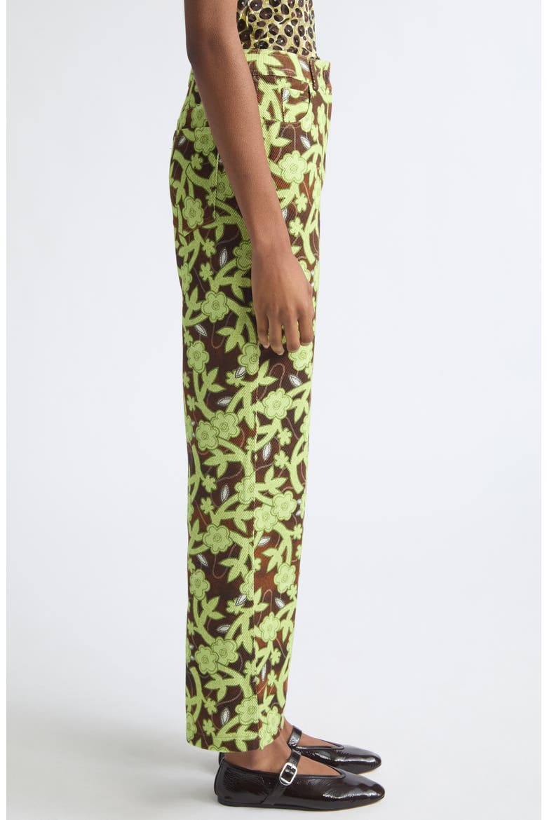Roux Floral Low Rise Straight Leg Cotton Twill Pants, Alternate, color, BROWN MULTI