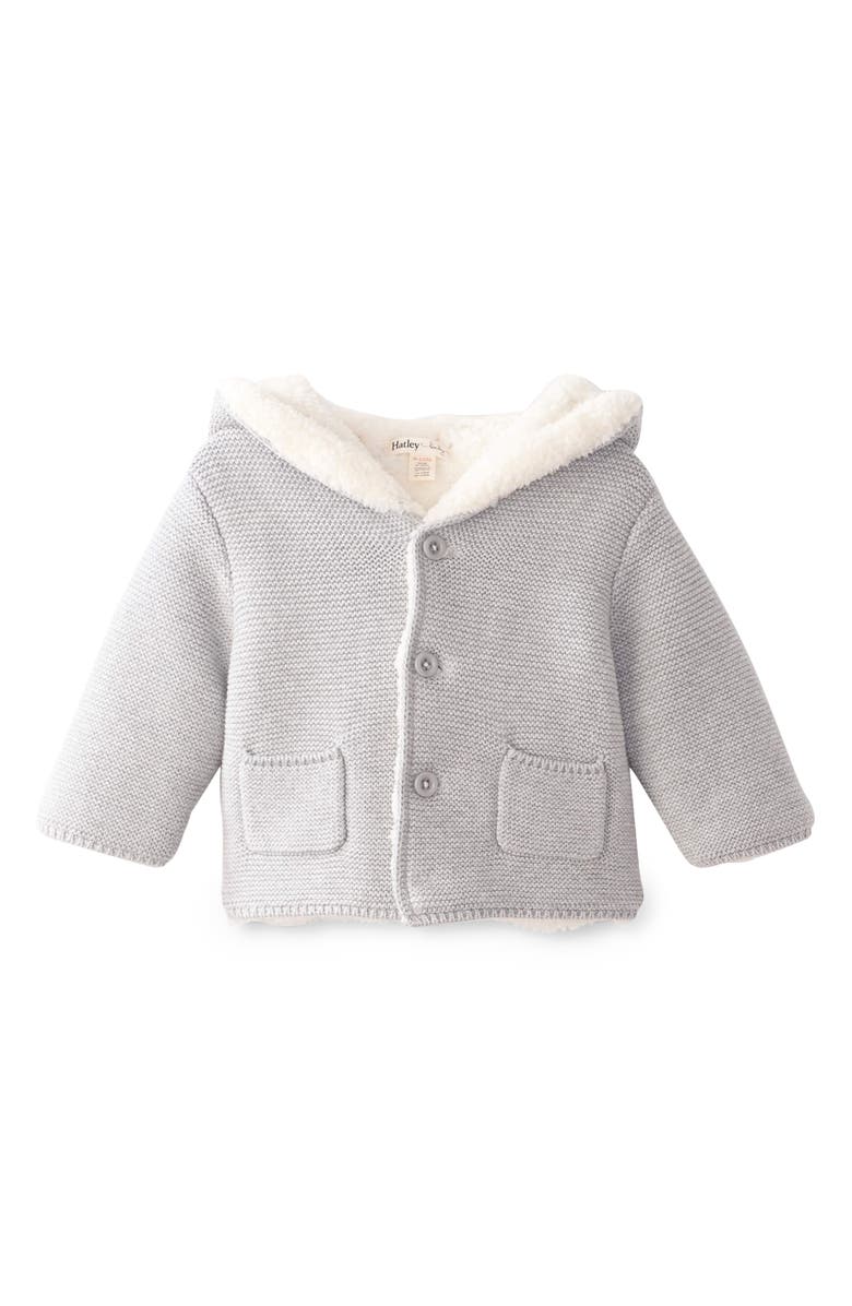 Hatley Grey Melange Fleece Lined Hooded Sweater, Main, color,