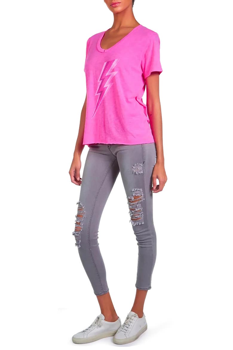 Elara X Pink Lightning Bolt Top, Alternate, color, Neon Pink