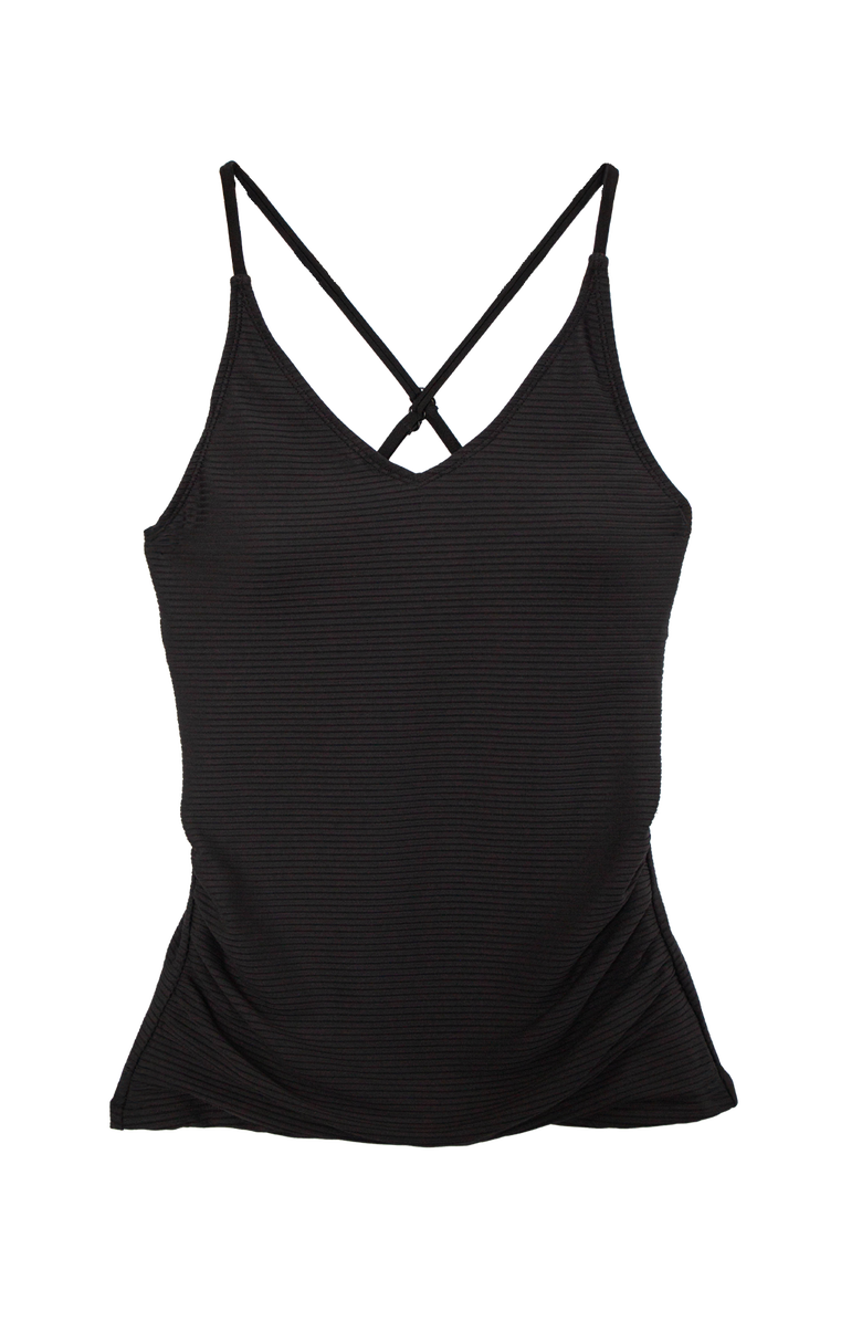 Nani Flat Rib V-Neck Tankini, Alternate, color, Black
