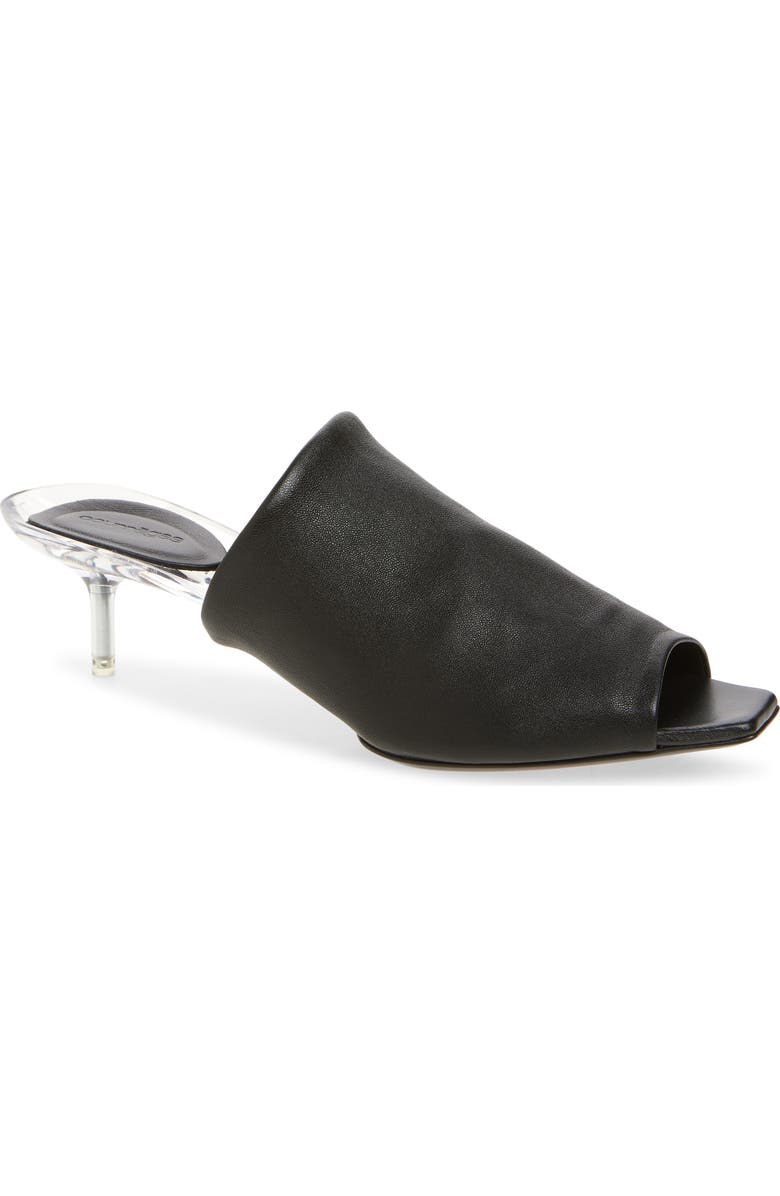 Courrèges Transparent Sole Leather Slide Sandal, Main, color, Black