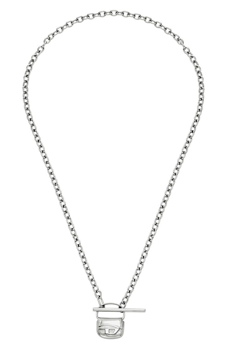DIESEL<sup>®</sup> 1DR Pendant Toggle Chain Necklace, Alternate, color, Silver