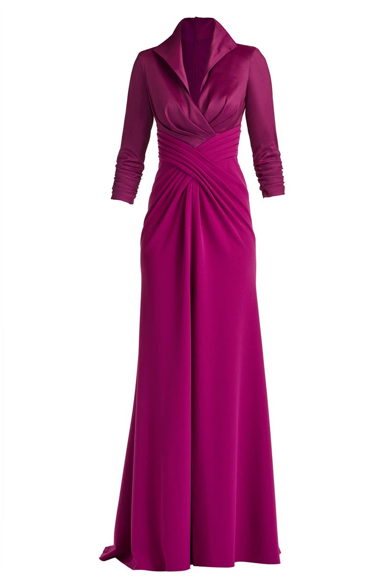 Tadashi Shoji Mixed Media Gown, Alternate, color, Magenta
