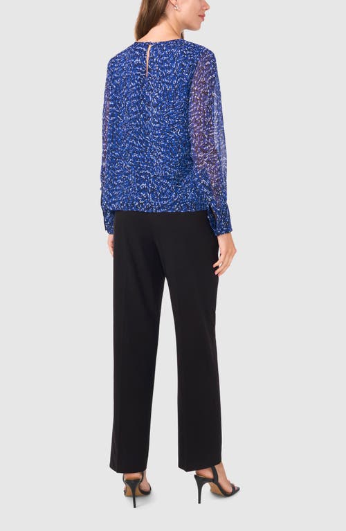 Halogen ® Cowl Neck Chiffon Top In Twilight Blue Print