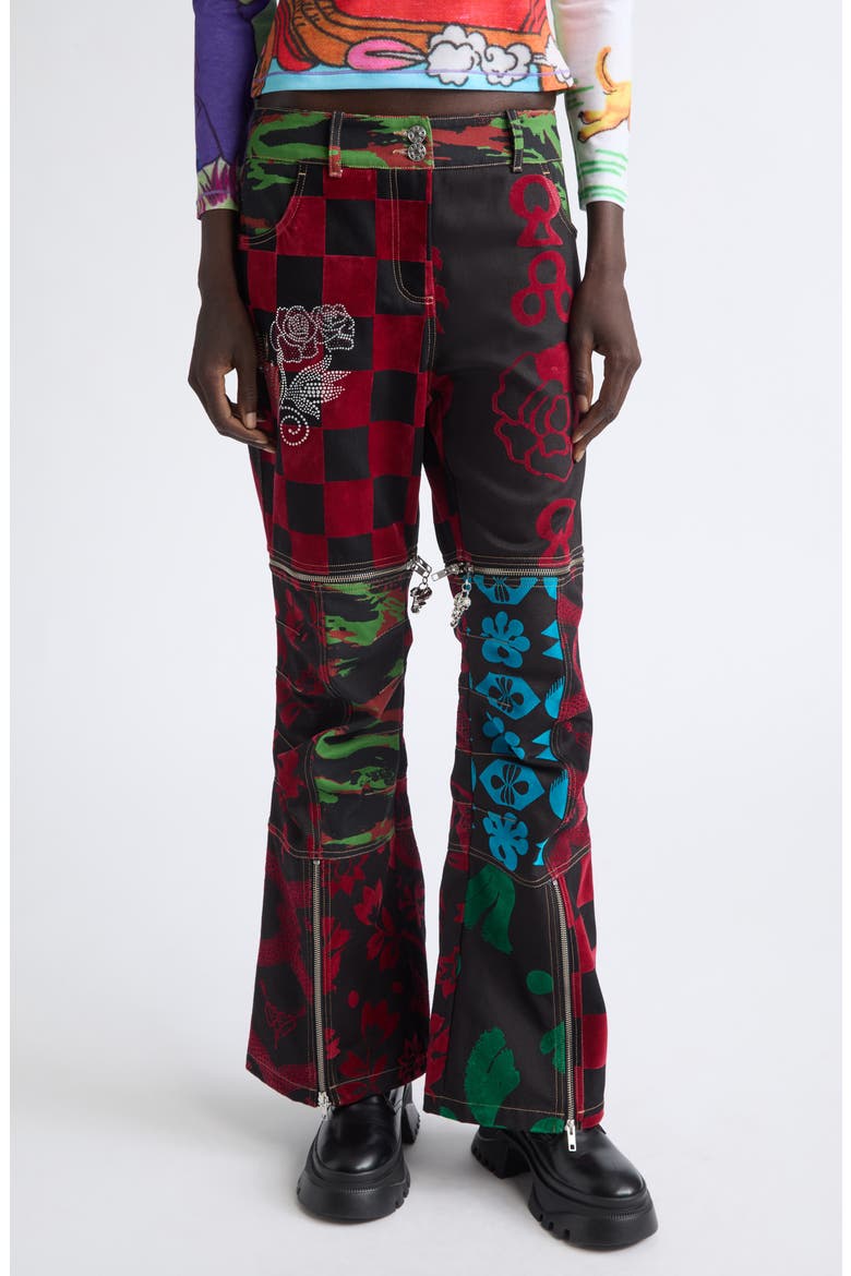 Bevo Patchwork Jeans, Main, color, BLACK MULTI