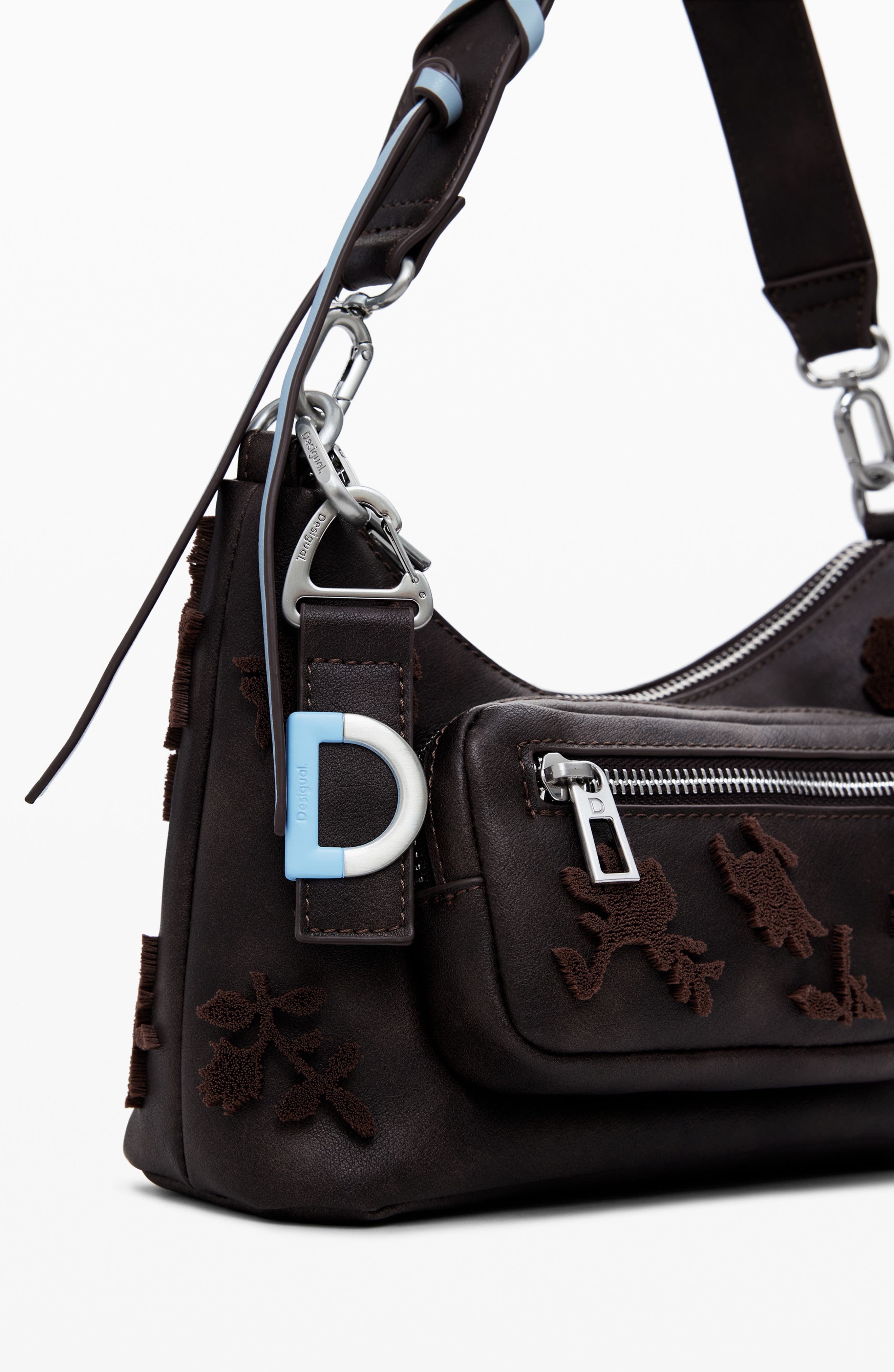 Desigual Faux Leather Shoulder Bag, Alternate, color, Dark Brown