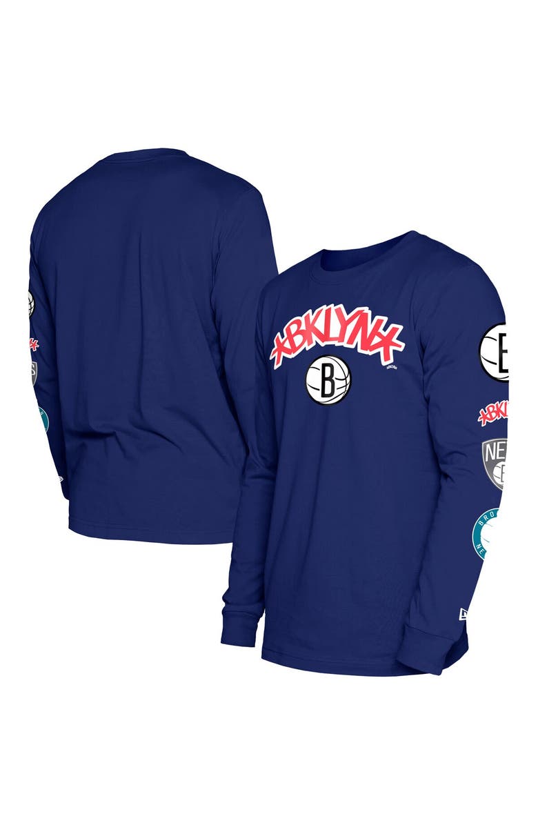New Era Men's New Era Blue Brooklyn Nets 2023/24 City Edition Long Sleeve T-Shirt, Main, color, 