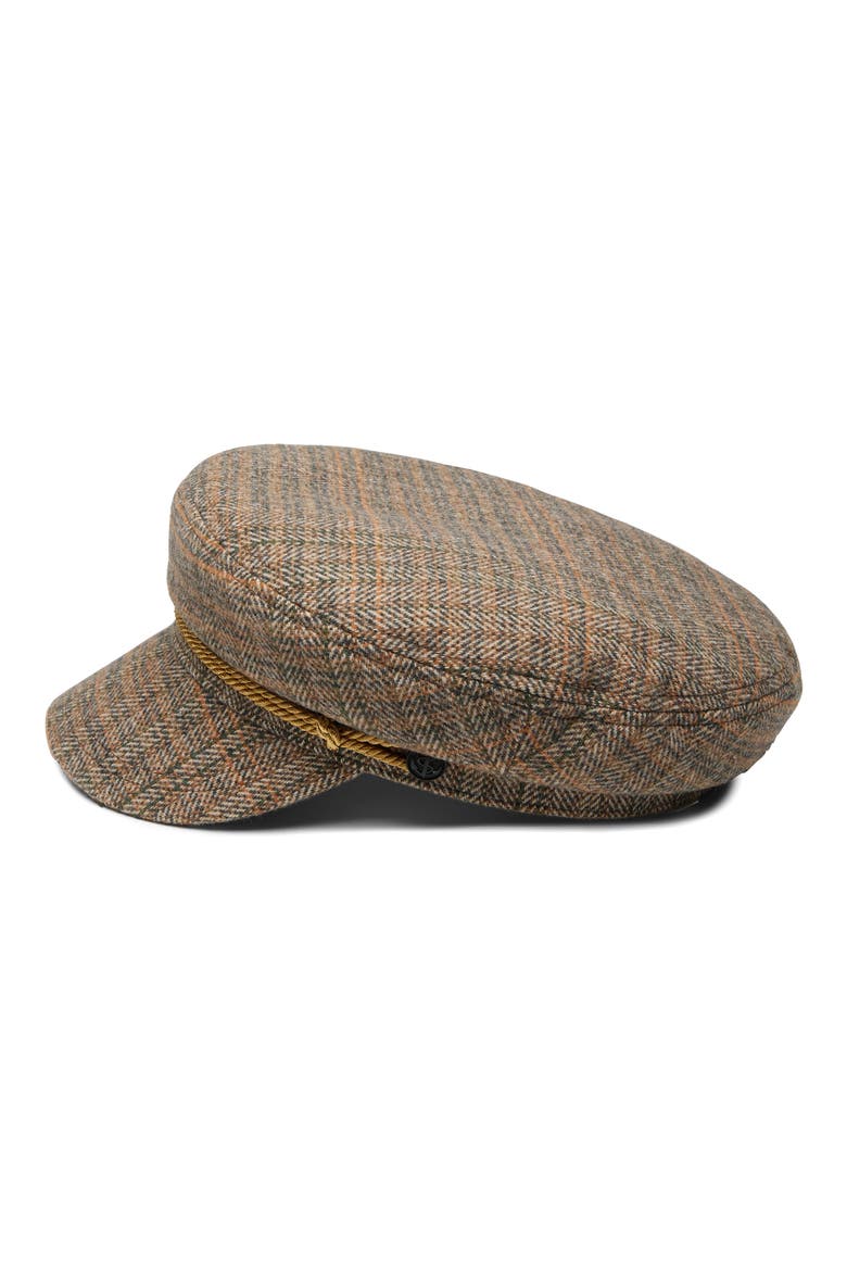 Crew Plaid Wool Fisherman Cap, Alternate, color, BROWN