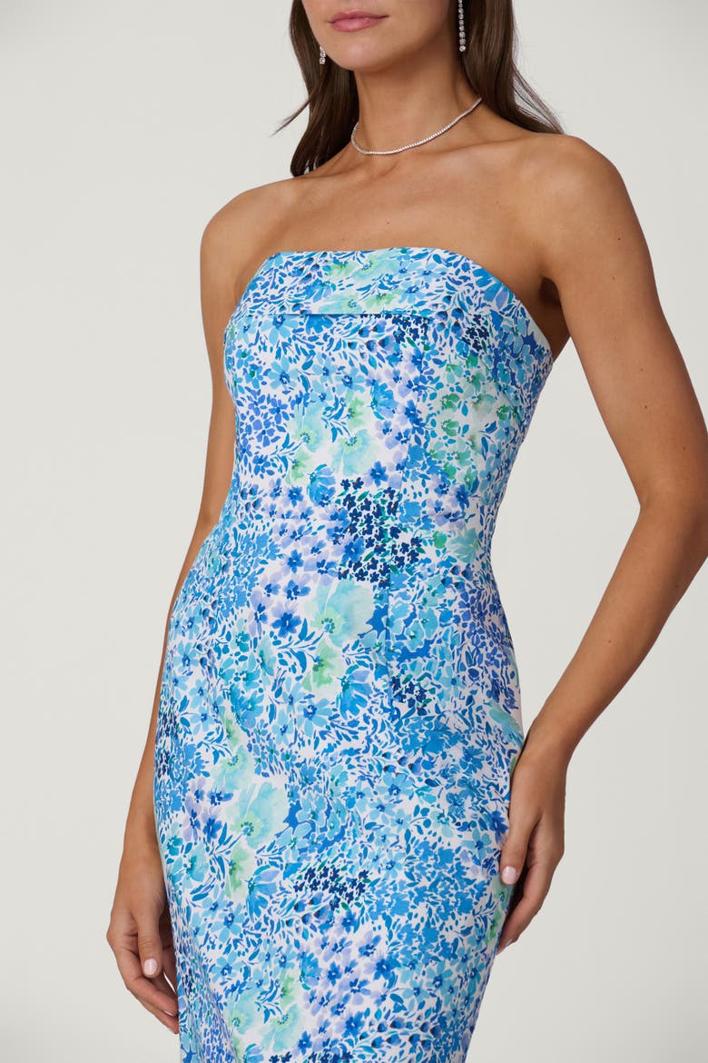 Midnight Wildflower Cotton Faille Wright Dress, Alternate, color, Optic/Tonal Blue