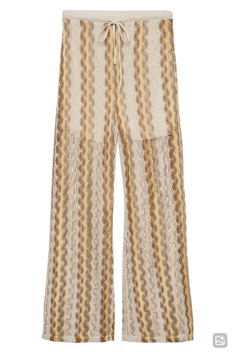 Teresa Open Stitch Stripe Drawstring Pants, Alternate, color, BIRCH PATTERN SILVER MINK GOLD