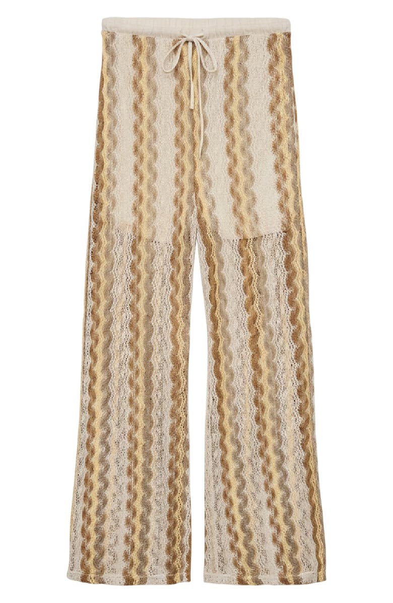 VERO MODA Teresa Open Stitch Stripe Drawstring Pants, Alternate, color, Birch Pattern Silver Mink Gold