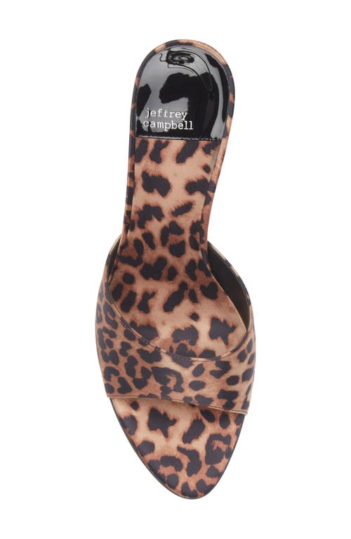 Jeffrey Campbell Agent Slide Sandal In Beige Black Cheetah Satin