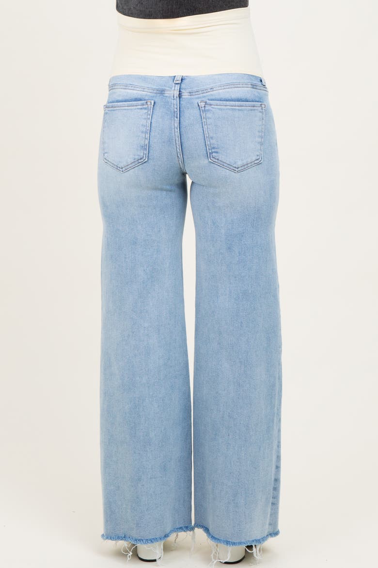 Low Rise Wide Leg Raw Cut Hem Maternity Jeans, Alternate, color, Light Blue
