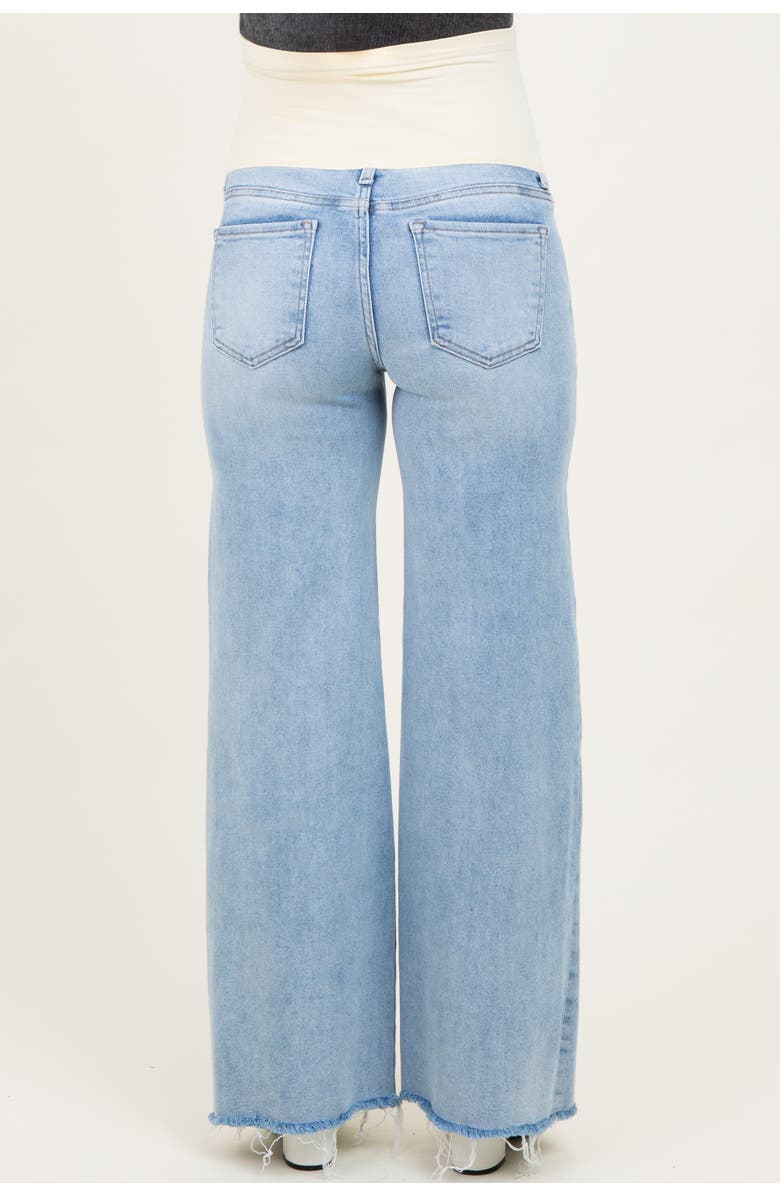 PinkBlush Low Rise Wide Leg Raw Cut Hem Maternity Jeans, Alternate, color, Light Blue