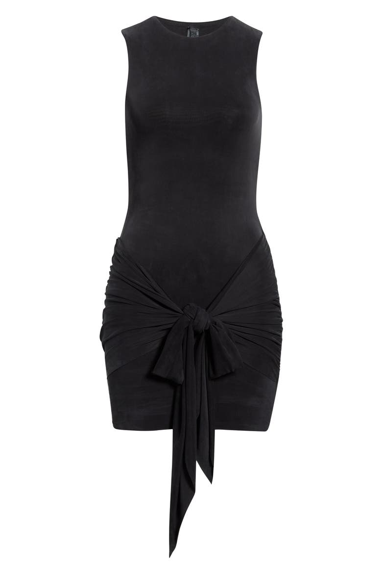 Cupro Jersey Wrap Minidress, Alternate, color, OBSIDIAN
