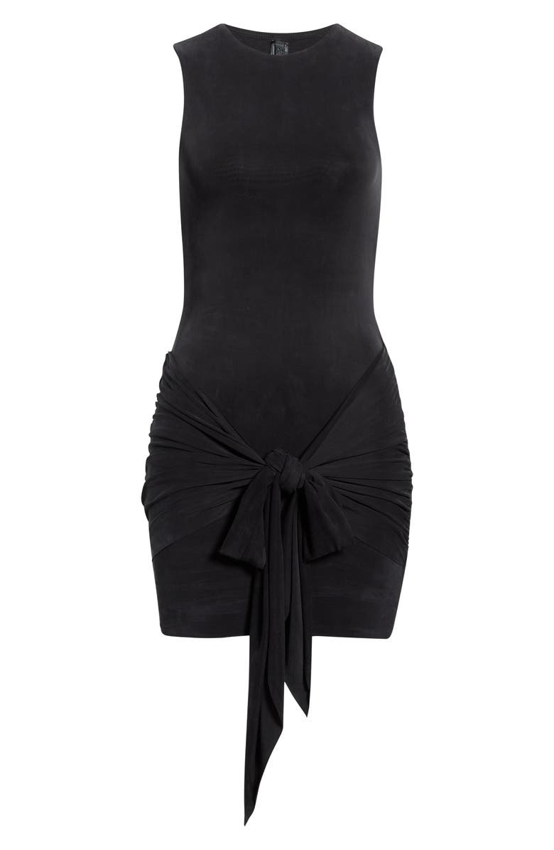 SKIMS Cupro Jersey Wrap Minidress, Alternate, color, Obsidian