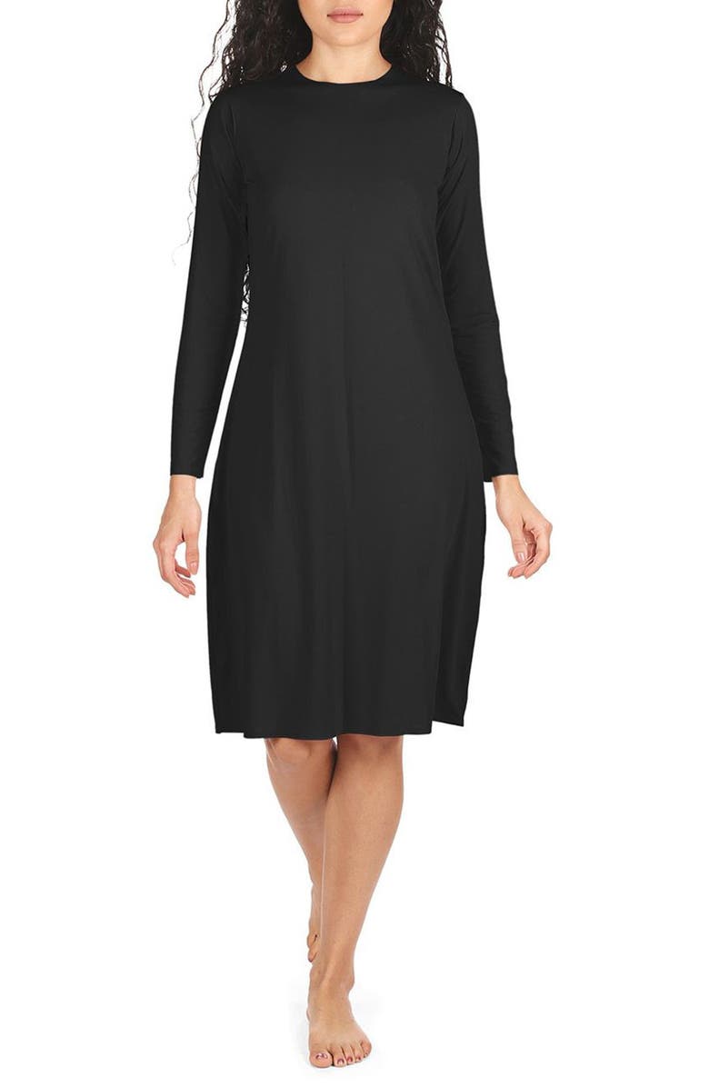 MeMoi Bonded Long Sleeve Slip, Main, color, Black