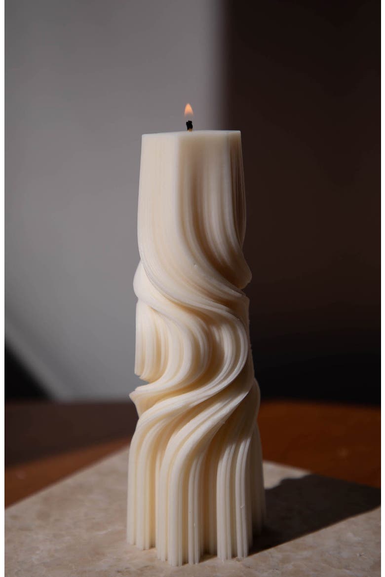 Swirl Pillar Candle, Alternate, color, IVORY