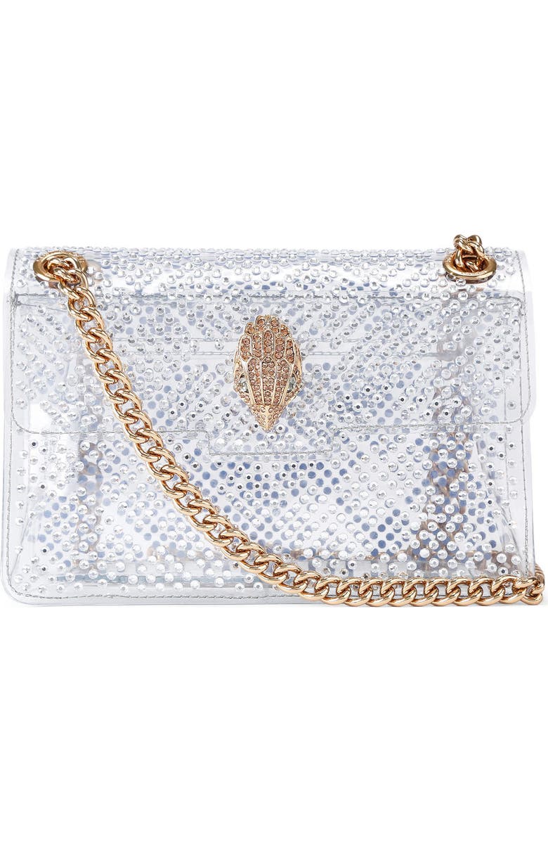 Kurt Geiger London Mini Kensington Vinyl Convertible Clear Crossbody Bag, Main, color, Silver