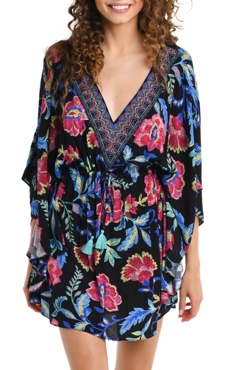 La Blanca Midnight V-Neck Cover-Up Dress, Main, color,