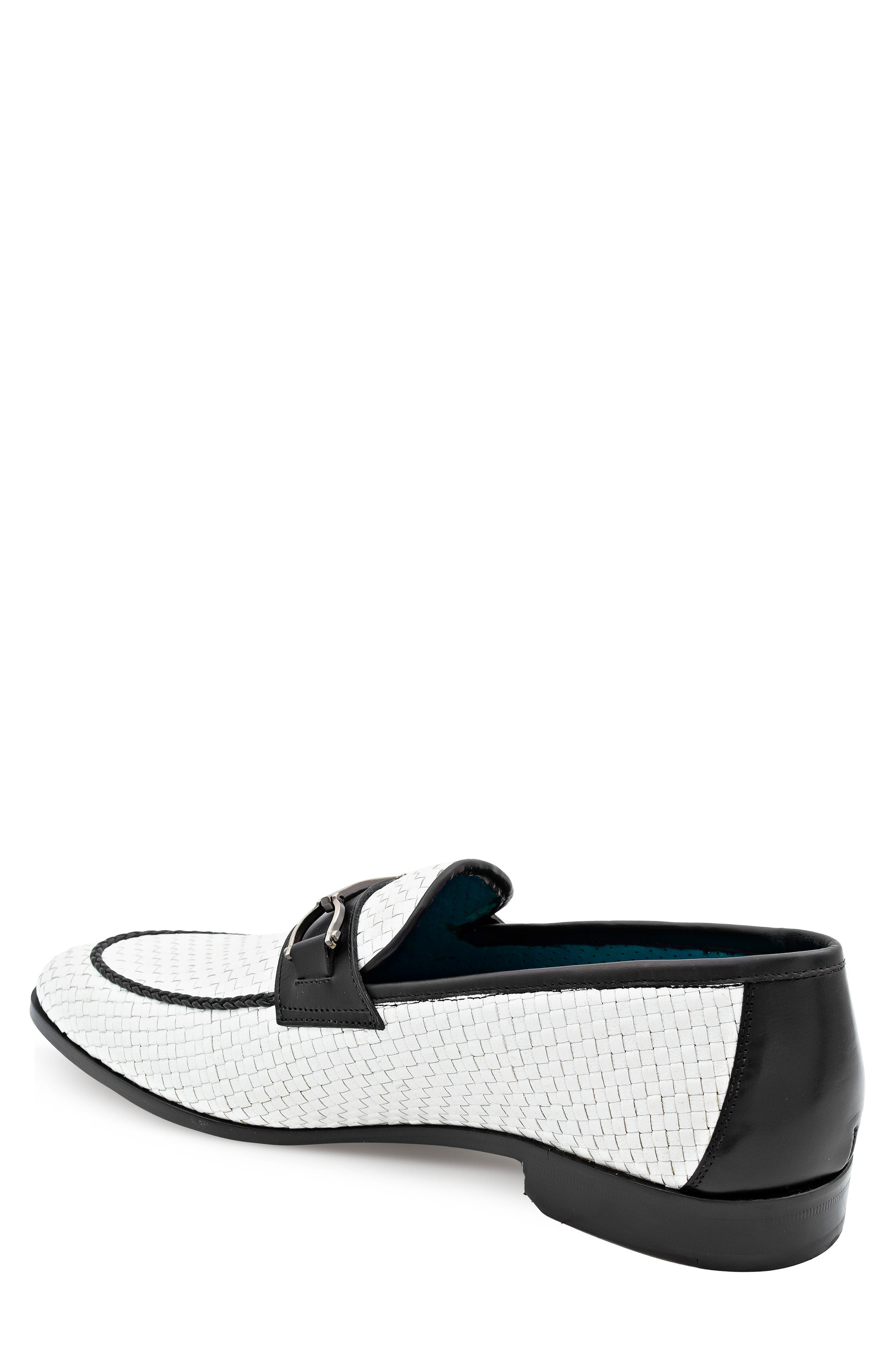 Mezlan Salva Bit Ornament Leather Loafer, Alternate, color, White / Black