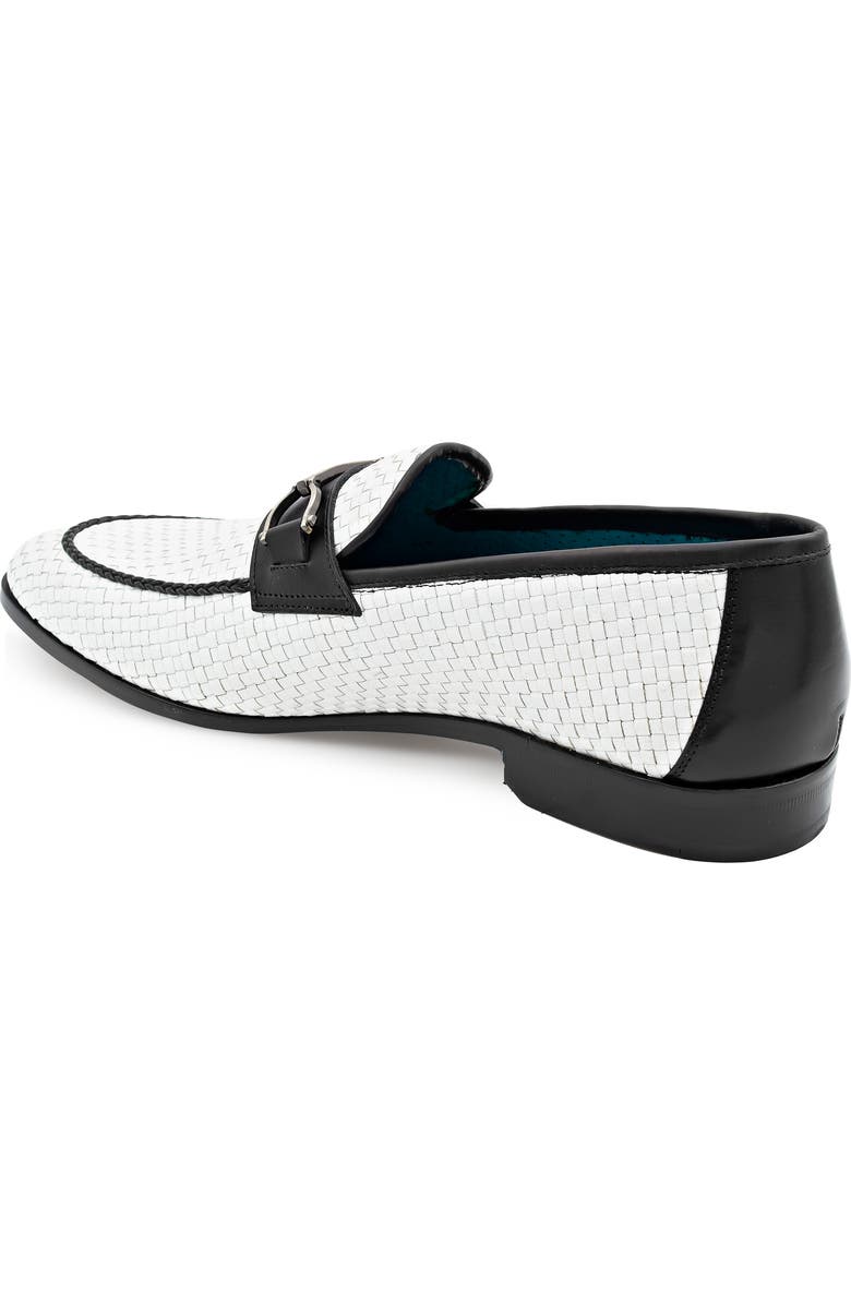 Mezlan Salva Bit Ornament Leather Loafer, Alternate, color, White / Black