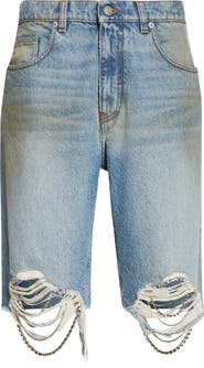 Area Crystal Frayed Cutoff Shorts