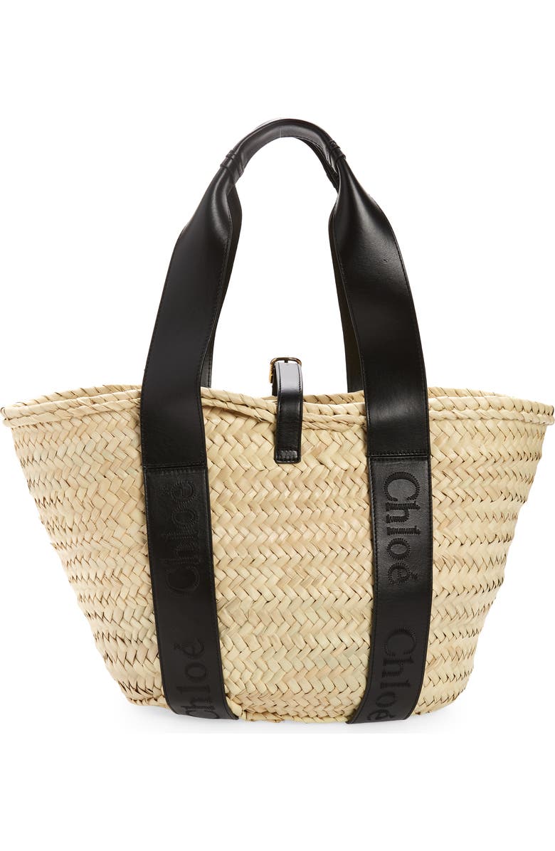 Chloé Sense Woven Palm Basket Tote, Alternate, color,