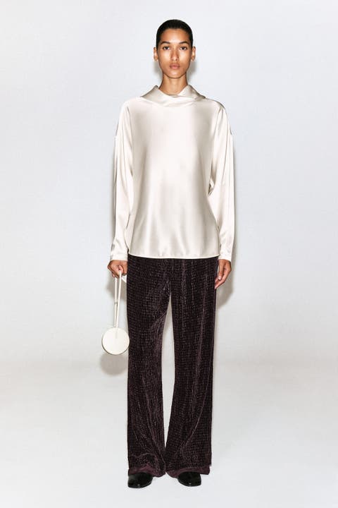 Plissé Velvet Pants