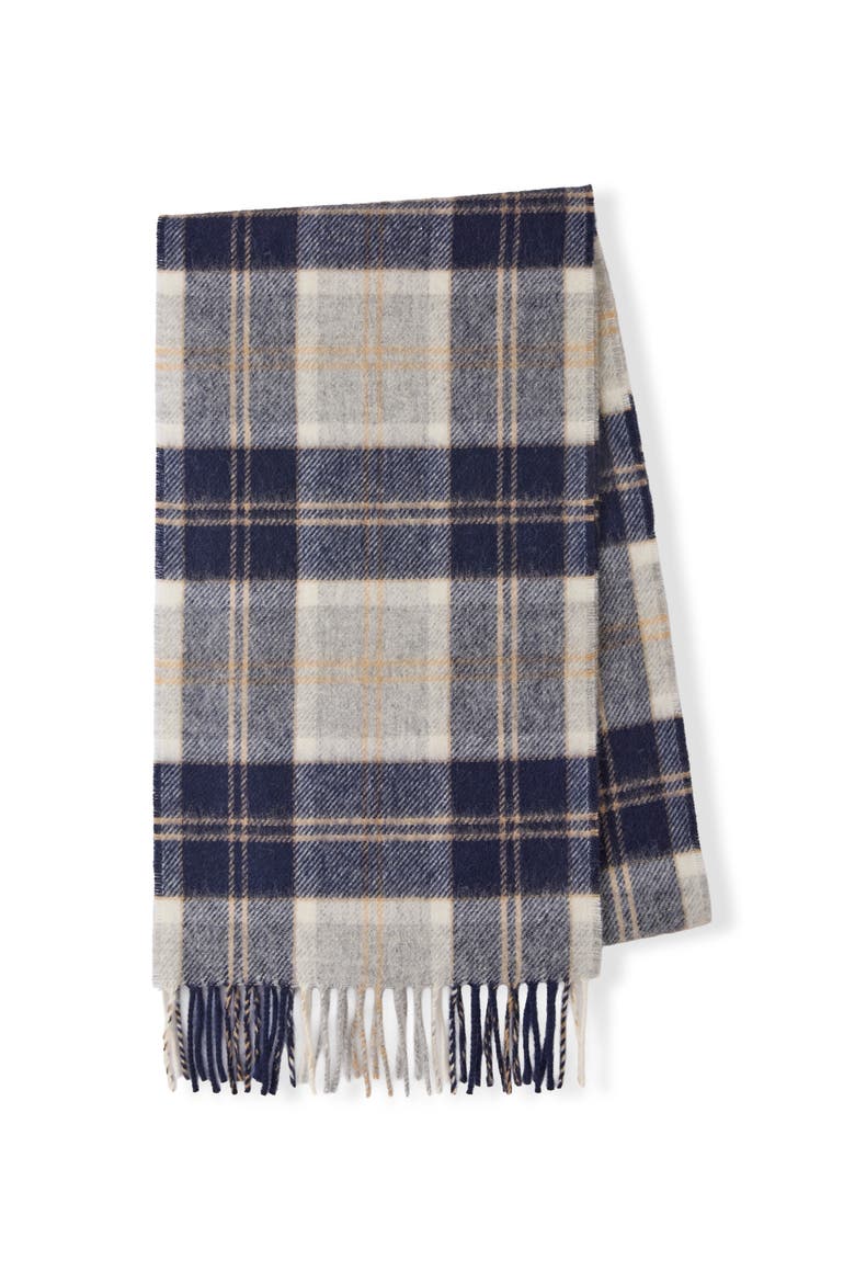 Merino Wool Woven Check Scarf, Alternate, color, Navy