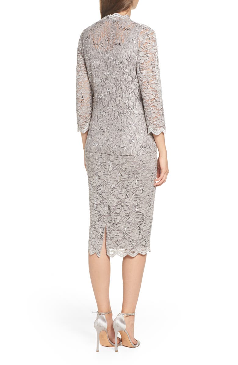 Alex Evenings Lace Cocktail Dress with Jacket, Alternate, color, 